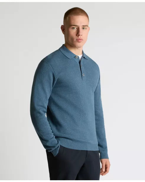 Remus Uomo Black Long Sleeve 3 Button Sweater - Blue 58690/24