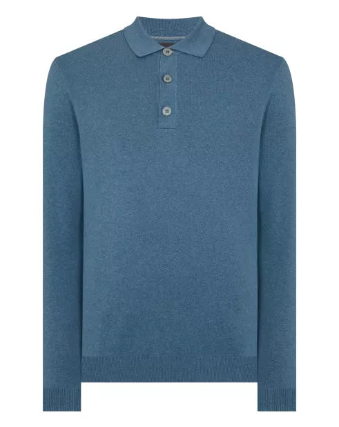 Remus Uomo Black Long Sleeve 3 Button Sweater - Blue 58690/24