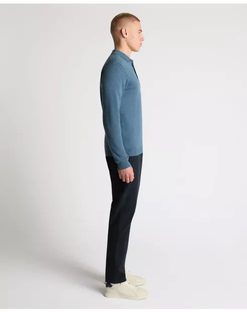 Remus Uomo Black Long Sleeve 3 Button Sweater - Blue 58690/24