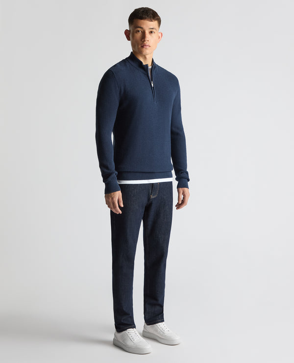 Remus Uomo Long Sleeve Half Zip Sweater - Indigo