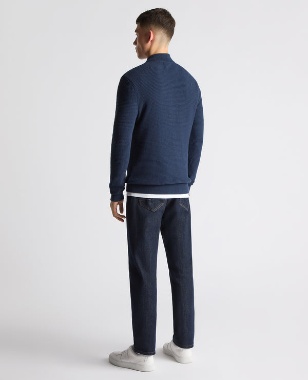 Remus Uomo Long Sleeve Half Zip Sweater - Indigo