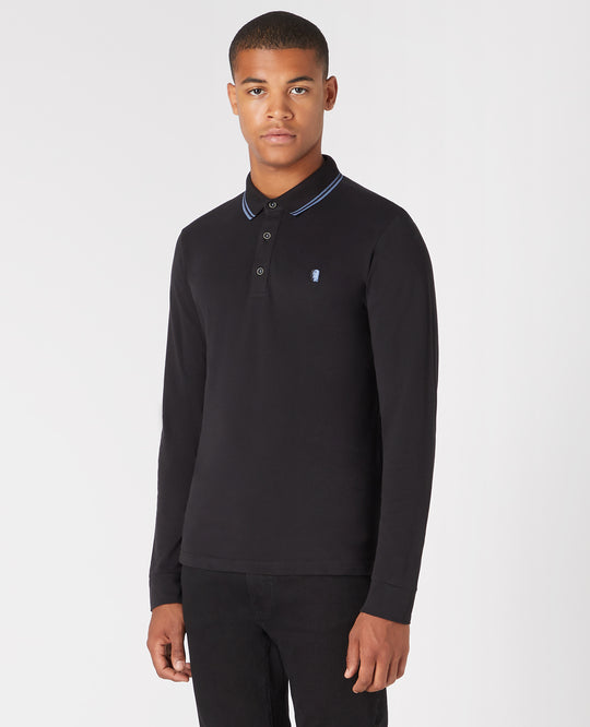 Remus Uomo Long Sleeve Polo Shirt - Black 58775/00