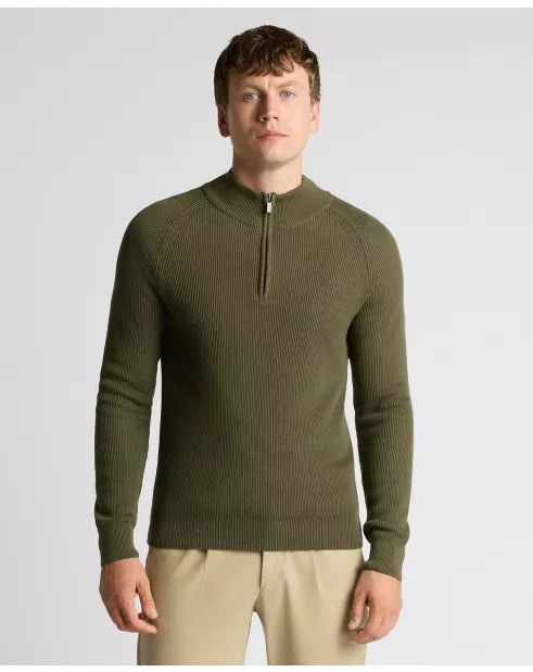 Remus Uomo Half Zip Sweater - Olive 58848/34