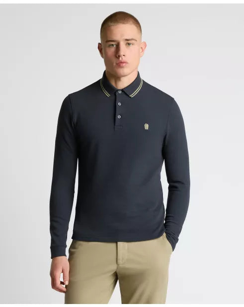 Remus Uomo Long Sleeve Polo Shirt - Dark Blue 58861/28