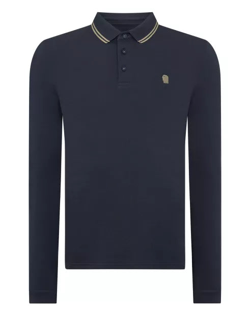 Remus Uomo Long Sleeve Polo Shirt - Dark Blue 58861/28