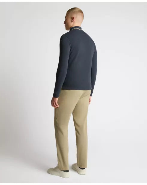 Remus Uomo Long Sleeve Polo Shirt - Dark Blue 58861/28