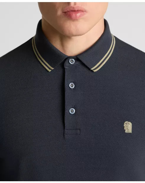 Remus Uomo Long Sleeve Polo Shirt - Dark Blue 58861/28