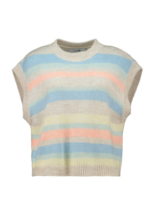 Haily's Tenora Sleeveless Knit - Beige/ Multi Blue Stripe