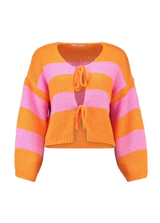 Haily's Charlie Striped Cardigan - Orange Candy Stripe