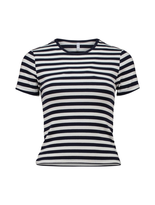 Haily's Kaia Short Sleeve Top - Navy/ White