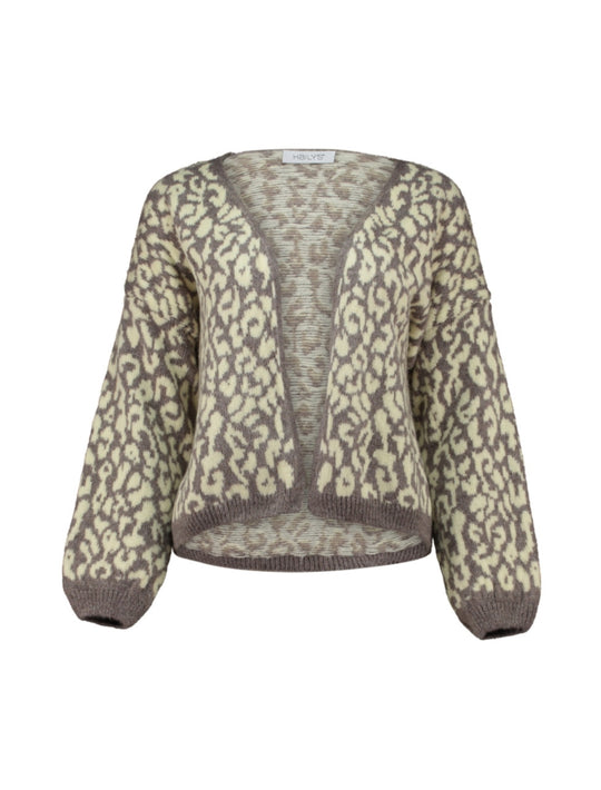 Haily's Leni Leopard Cardigan - Espresso/ Butter Yellow