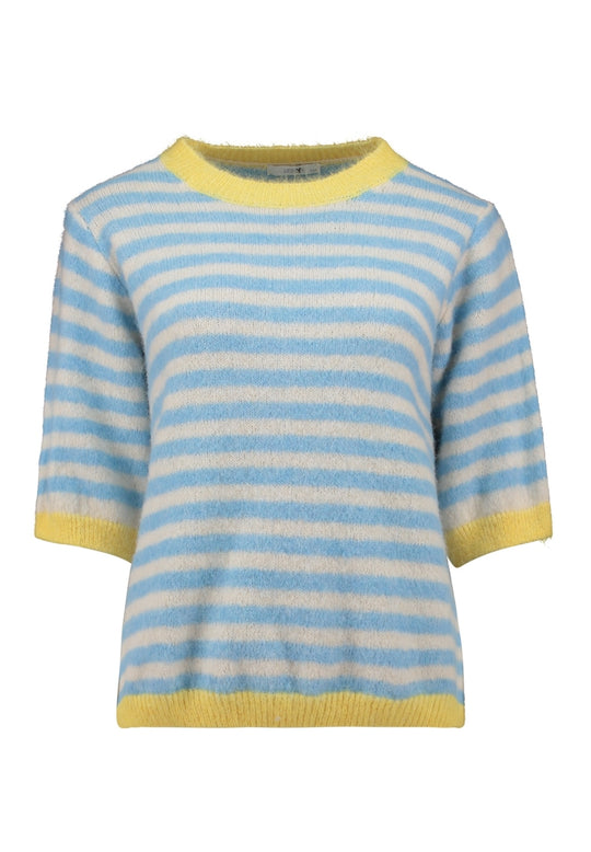 Haily's Hilda Short Sleeve Knitwear - Blue Stripe