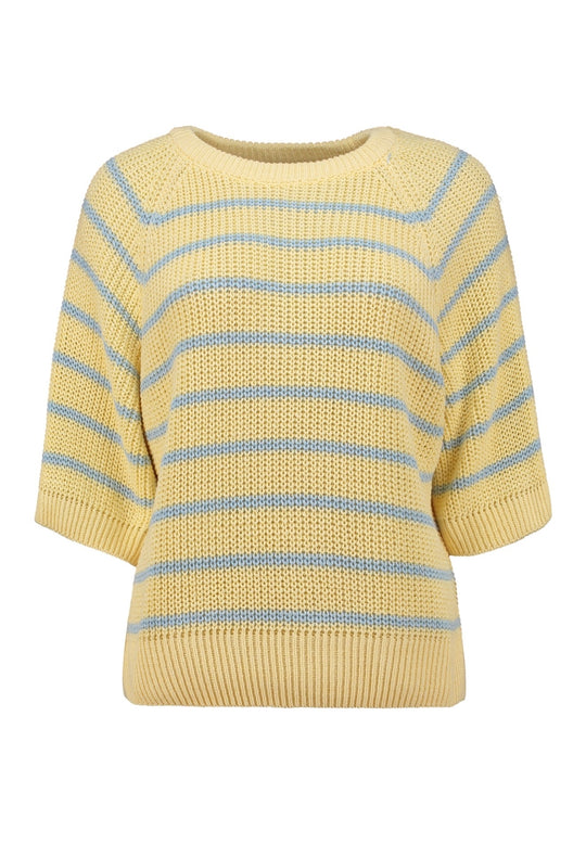 Haily's Moni Short Sleeve Knit - Butter Yellow/ Blue