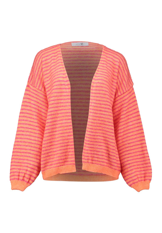 Haily's Irina Knit Cardigan - Neon Orange/Pink Stripe
