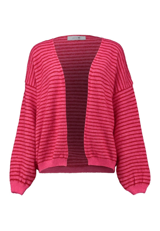 Haily's Irina Knit Cardigan - Pink/Red Stripe