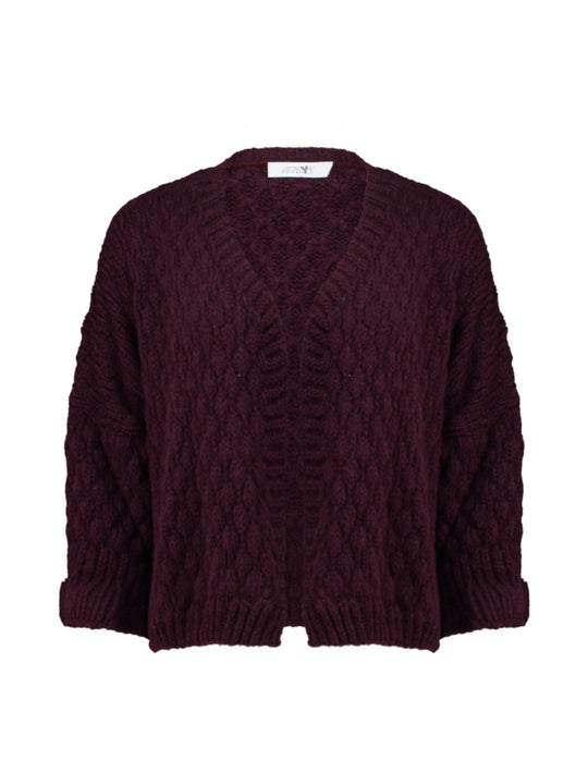 Haily's Una Open Cardigan - Dark Cherry