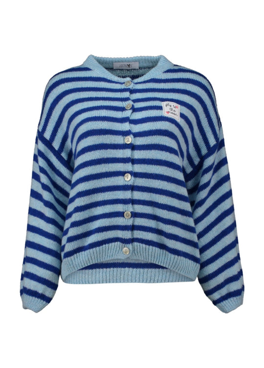 Haily's Ava Striped Button Cardigan - Electric Blue
