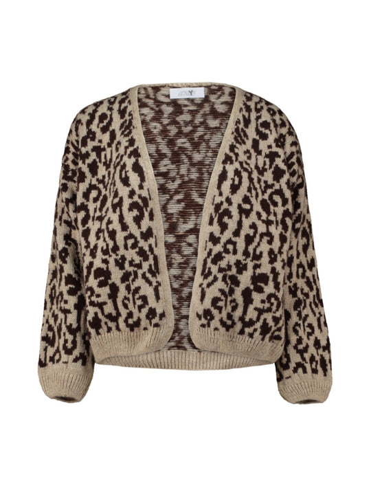 Haily's Leni Cardigan - Beige/ Cocoa Leopard