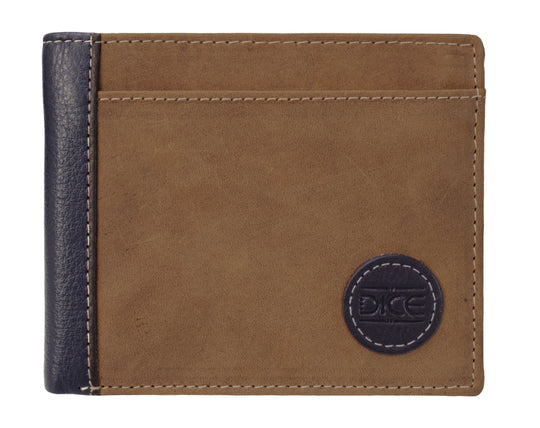 Dice Cian Billfold Wallet - Tan/Navy