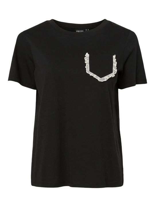 Pieces Bace Short Sleeve T Shirt - Black