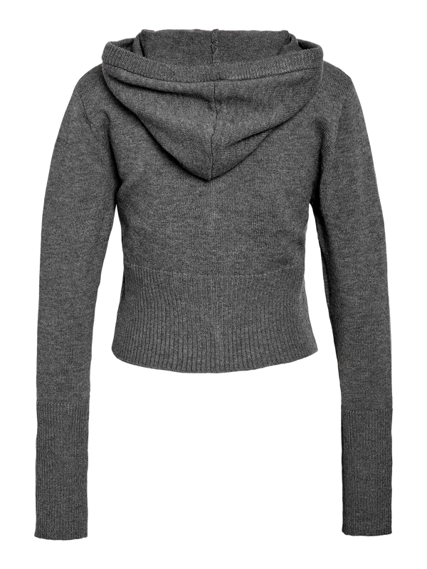 Noisy May Nouria Long Sleeve Zip Knit Cardigan - Medium Grey Melange