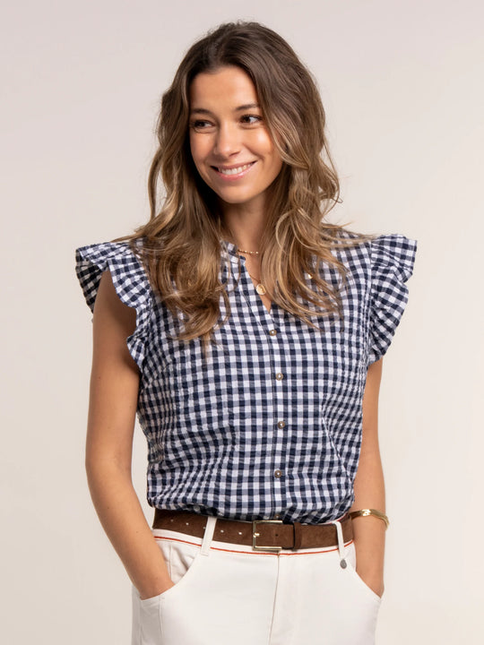 Brakeburn Bia Blouse - Navy Gingham