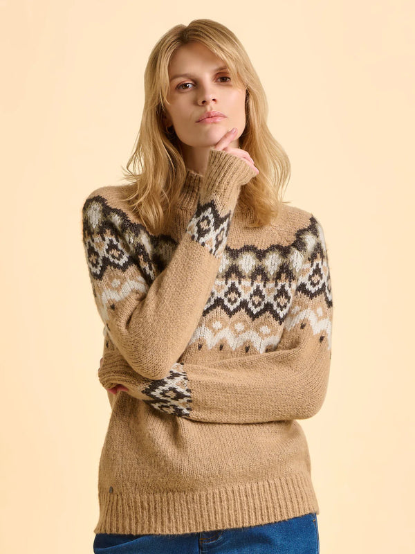 Brakeburn Fieldstone Fairisle Jumper - Beige