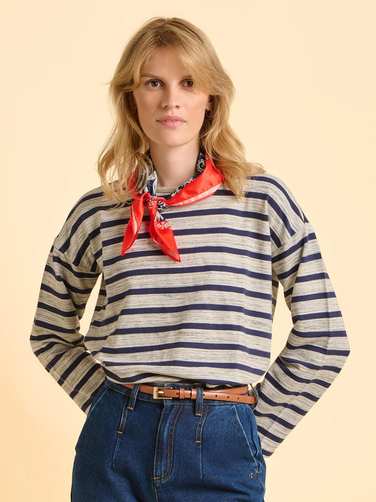 Brakeburn Chesil Long Sleeve T-Shirt -Cream