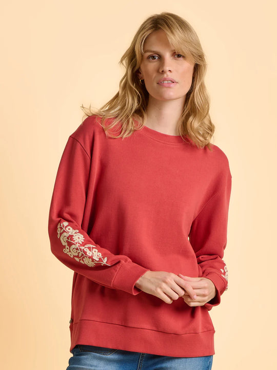 Brakeburn Ferndown Crew Neck Sweatshirt - Red