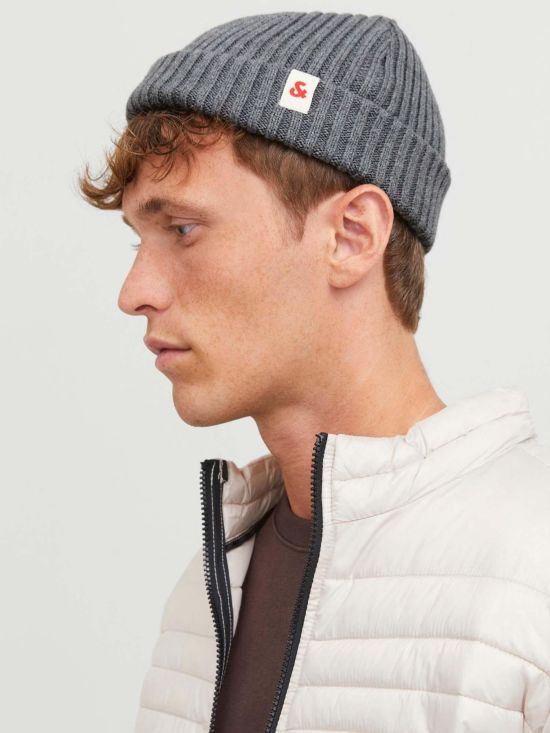 Jack & Jones And Knit Short Beanie - Grey Melange