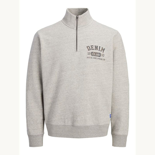 Jack & Jones Ryan Half ZIp Sweat - Light Grey Melange