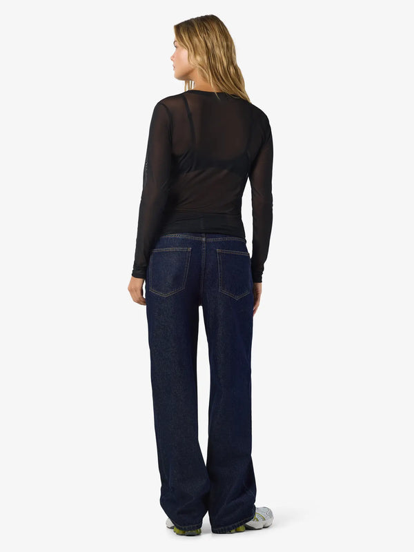 Noisy May Judith Long Sleeve Mesh Top - Black