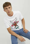 Jack & Jones Xmas Tee SS Crew Neck - Bright White