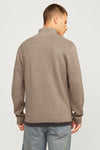 Jack & Jones Milano Stitch  Knit Half Zip - Greige Melange