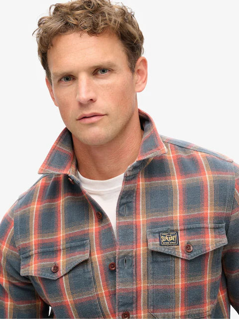 Superdry Cotton Worker Check Shirt - Yosemite Check Navy