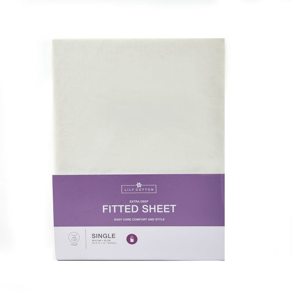 Lily Cotton Extra Deep Fitted Sheet- Ivory