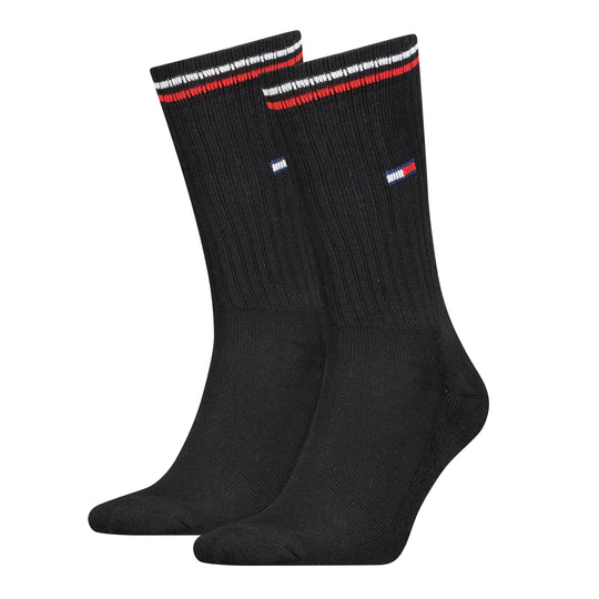 Tommy Hilfiger Unisex Crew Socks 2 Pack Black