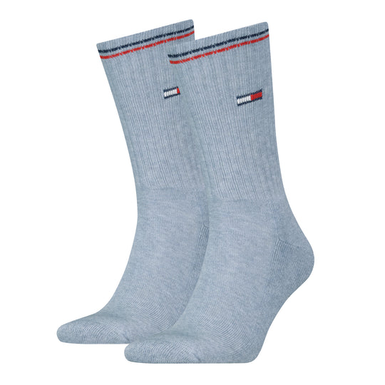 Tommy Hilfiger Unisex Crew Socks 2 Pack Light Blue