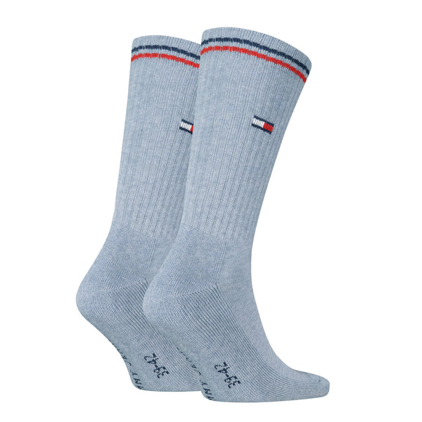 Tommy Hilfiger Unisex Crew Socks 2 Pack Light Blue