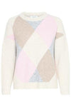 B.young Omea Argyle Jumper - Marshmallow Mix