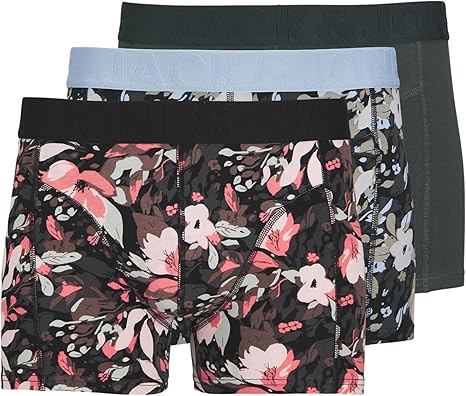 Jack & Jones Jonah Flower Trunks 3 Pack - Forest Night/Glacier Lake [Size S]