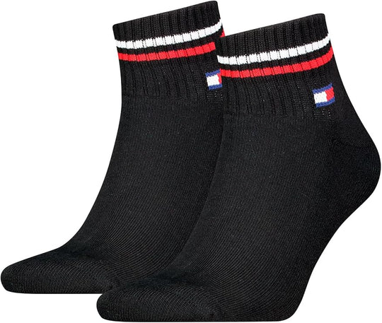 Tommy Hilfiger Unisex Quarter Socks 2 Pack - Black