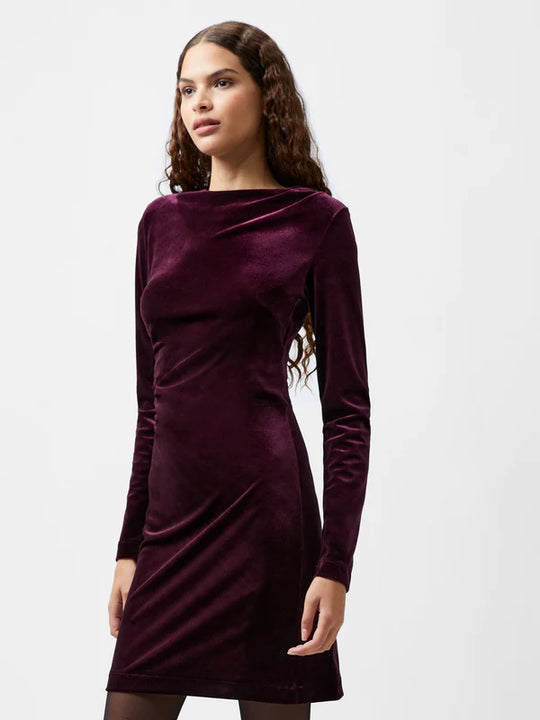 French Connection Viola Velvet Long Sleeve Dress [Size L]
