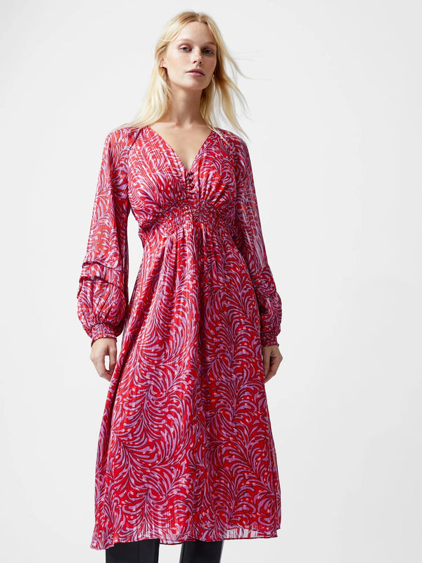 French Connection Amy Calista Midi Dress - Scarlet Red Multi