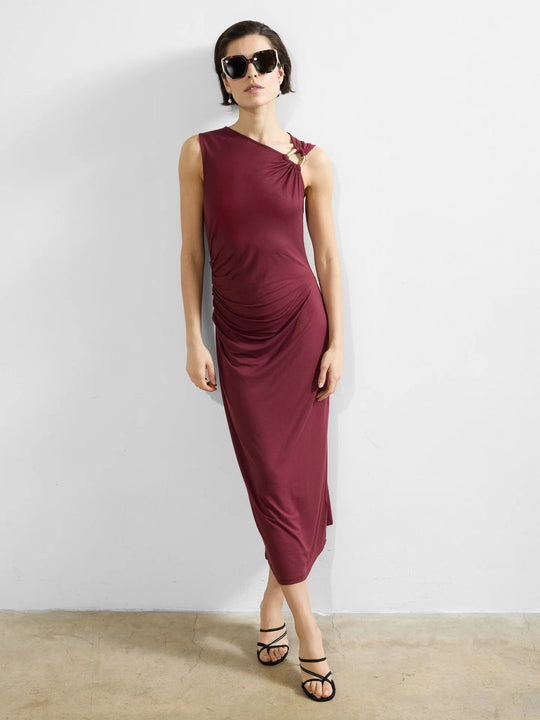 French Connection Sia Jersey Midi Dress - Summer Burgundy