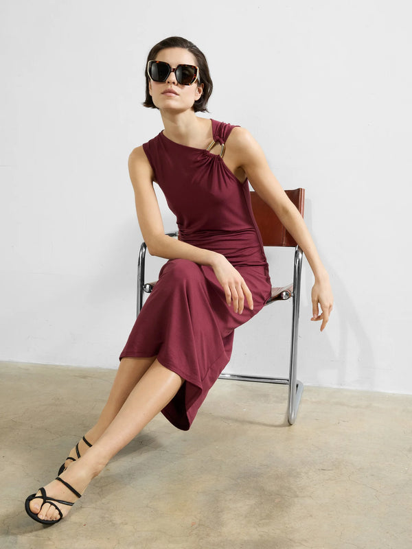 French Connection Sia Jersey Midi Dress - Summer Burgundy