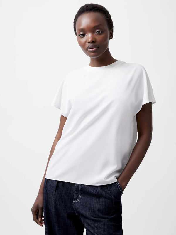 French Connection Caprina Crepe Crew Neck Top - White