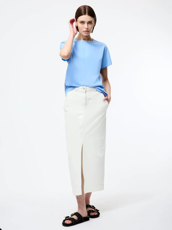 French Connection Capriana Crepe Crew Top - Cornflower Blue