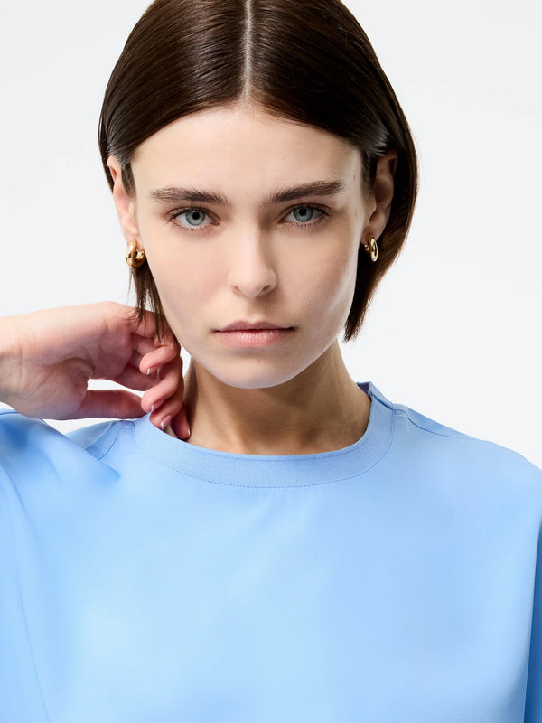 French Connection Capriana Crepe Crew Top - Cornflower Blue