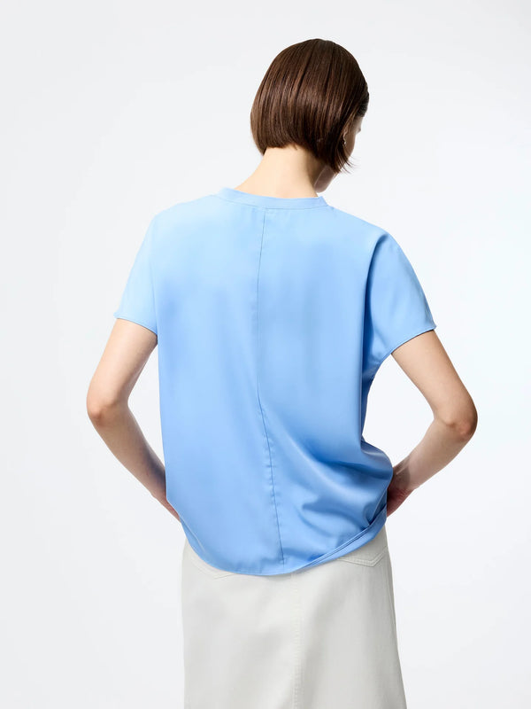French Connection Capriana Crepe Crew Top - Cornflower Blue